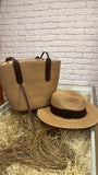 KIT CHAPÉU COM FAIXA MARROM + BOLSA BERLIM