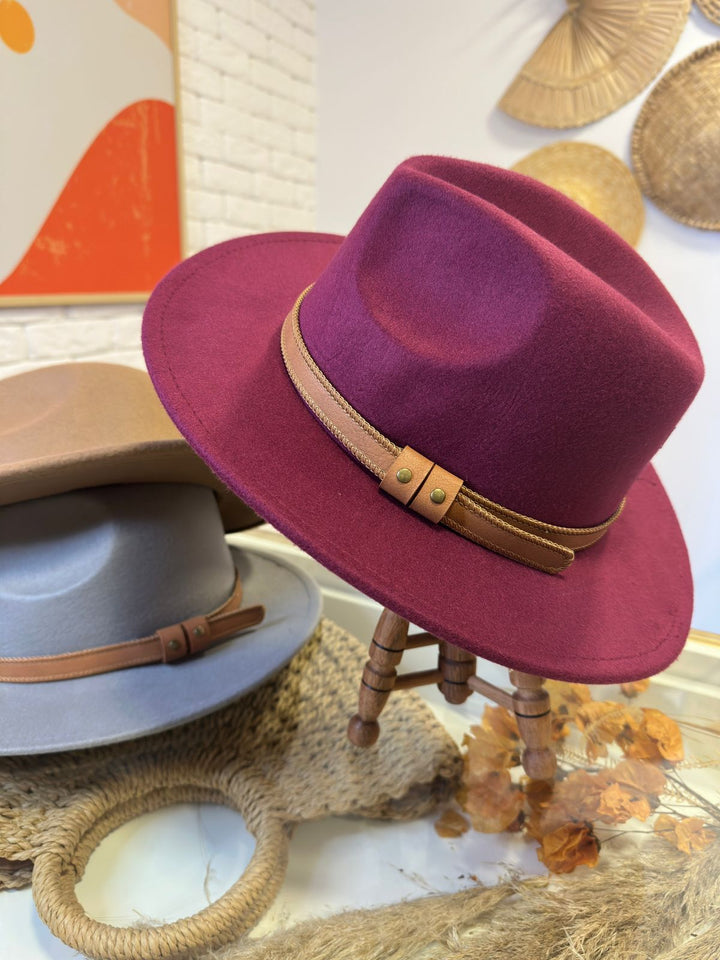 Chapéu Fedora Barretos - faixa de couro